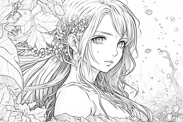 Coloring pages for adults anime girl