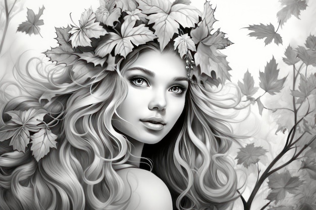 Coloring pages for adults autumn grayscale