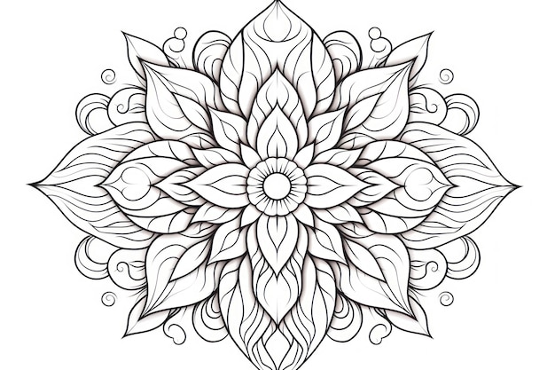 Photo coloring pages for adults autumn leave mandala styletribal style geometric thin lines