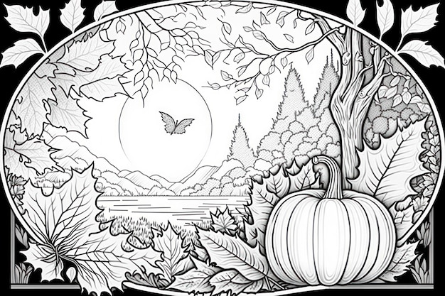 Photo coloring pages for adults autumn