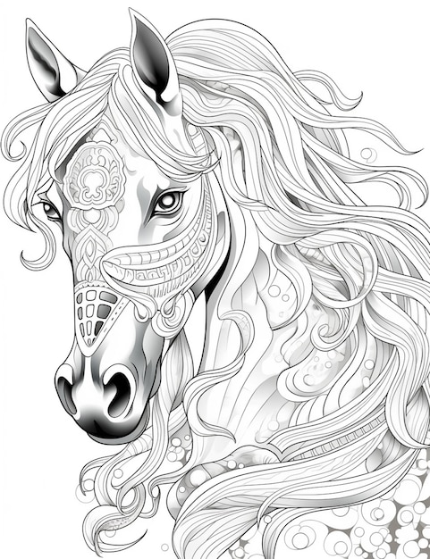 Coloring pages for adults horse coloring pages for adults generative ai