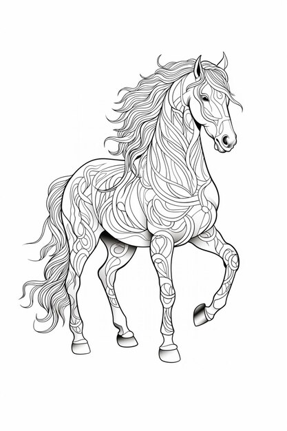 coloring pages for adults horse generative ai