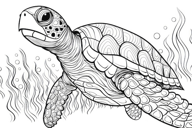 Coloring pages for adults sea turtle mandala style geometric thin lines