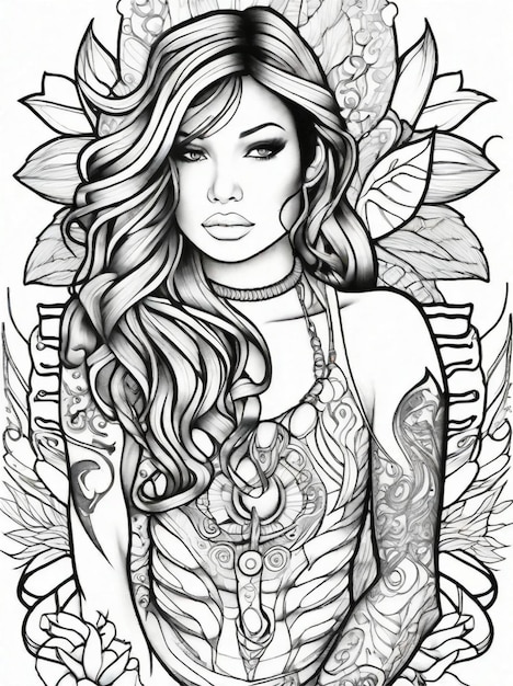 Premium AI Image  coloring pages for adults tattoos line art