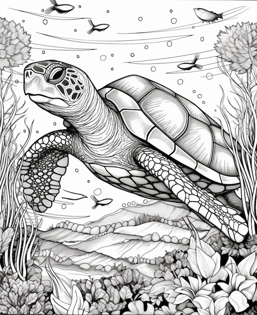 coloring pages for adults turtle turtle coloring pages for adults generative ai