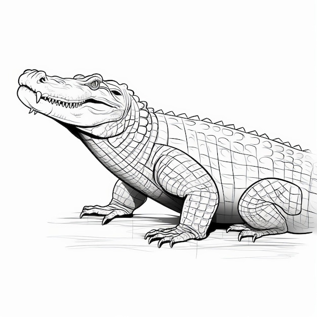 Coloring Pages Of Alligator In Raphael Lacoste Style