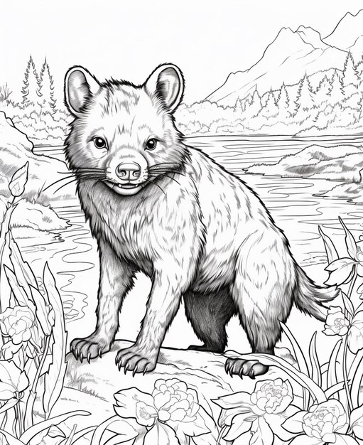 Photo coloring pages of animals for adults generative ai