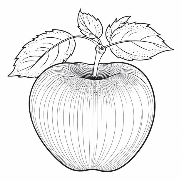 coloring pages of apples with leaves and leaves on top generative ai