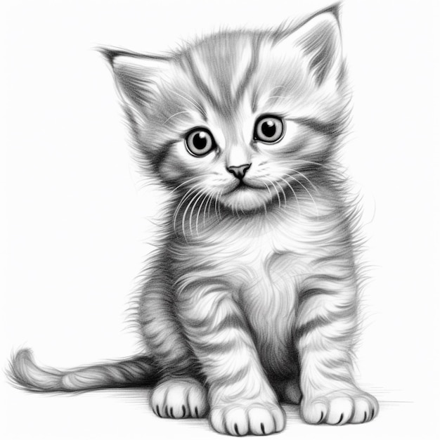 Coloring Pages baby cat realistic impressive image AI generated art