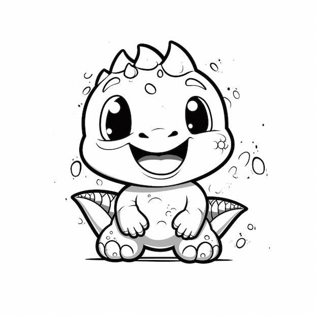 coloring pages of baby dragon with bubbles and bubbles generative ai