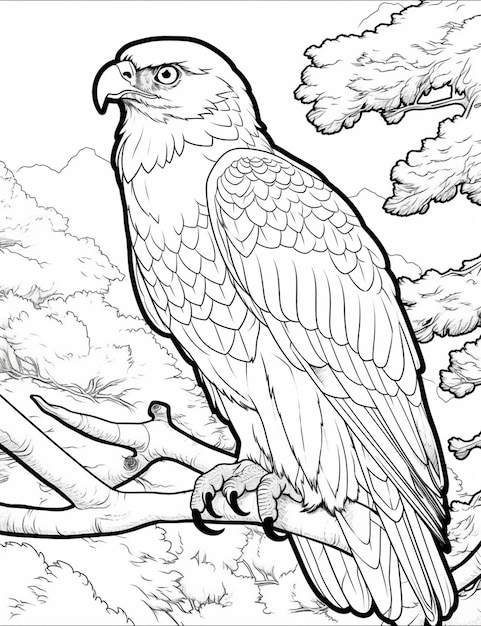 coloring pages of birds of preys and preys generative ai