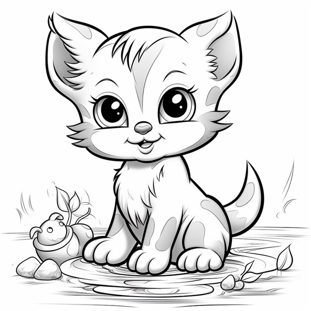 coloring pages of a cat and a mouse generative ai