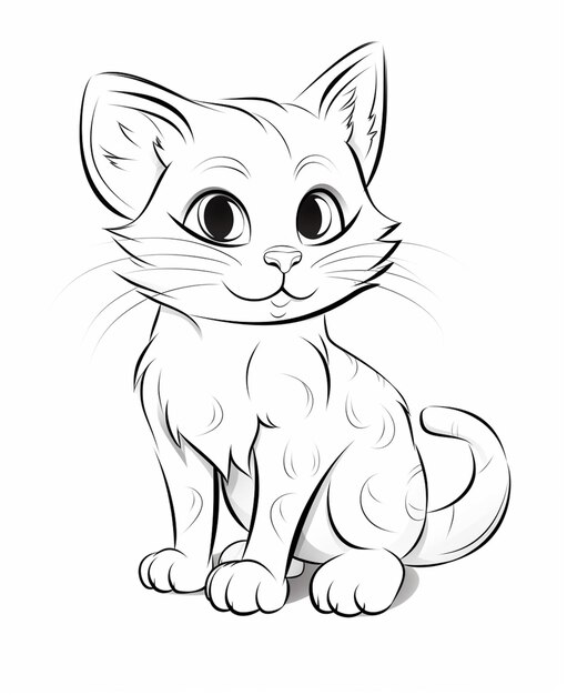 Photo coloring pages of cats with eyes and ears generative ai