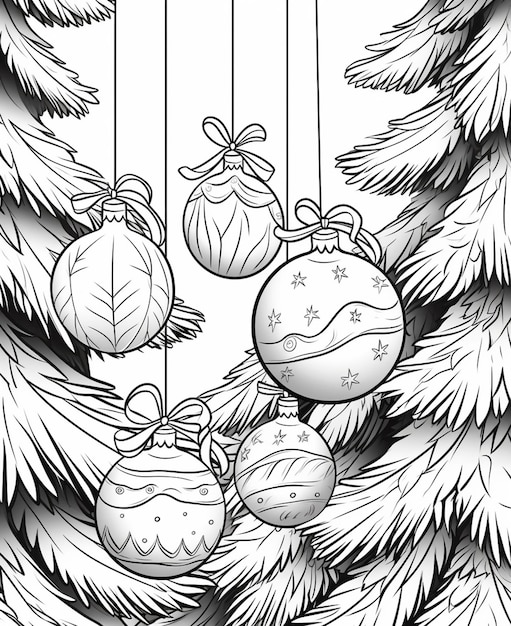 Photo coloring pages christmas ornaments christmas ornaments coloring pages generative ai