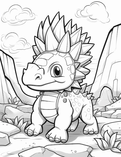 Coloring pages of dinosaurs for kids generative ai