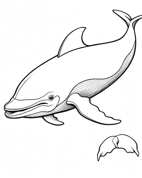 Foto pagine da colorare di un delfino e un pesce generativo ai