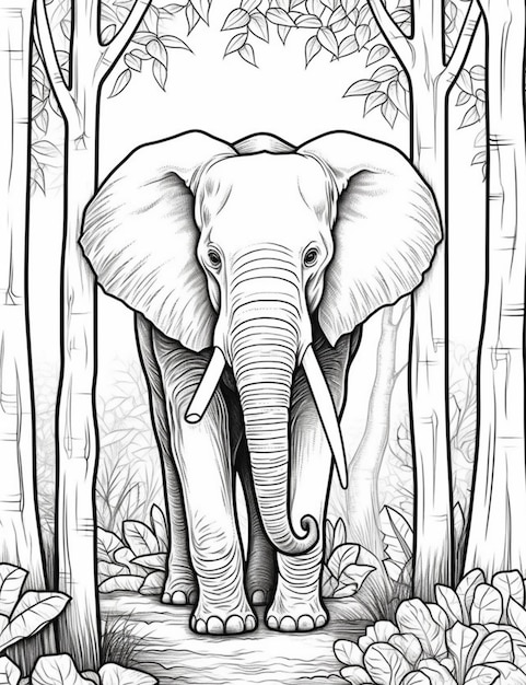 coloring pages of elephants in the jungle coloring pages for adults generative ai