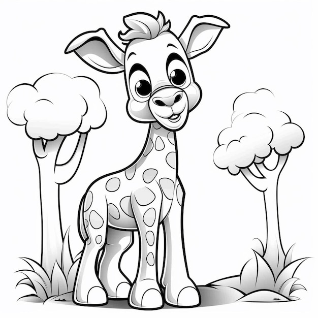 Foto pagine da colorare di giraffe per i bambini da stampare generative ai