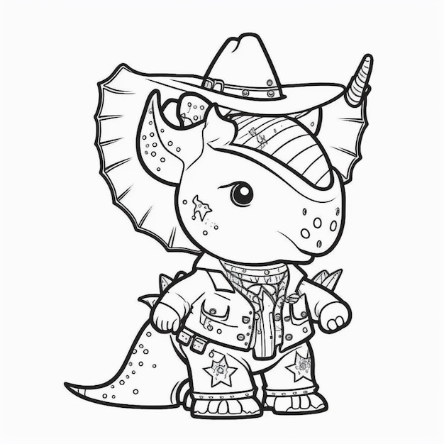 Coloring pages for kids of animals with hats and capes generative ai