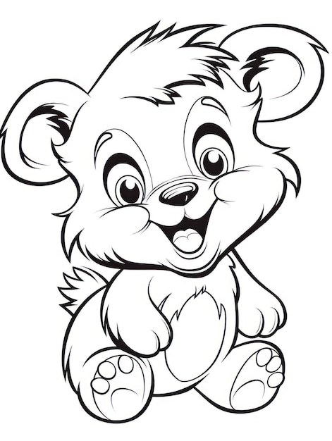 Coloring pages for kids baby bear cartoon style