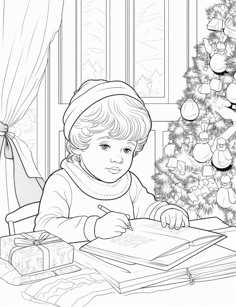 Premium AI Image | coloring pages for kids christmas coloring pages for
