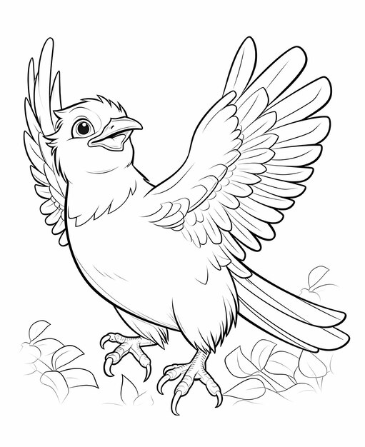 Photo coloring pages for kids a cute birds spreading their wings to protect