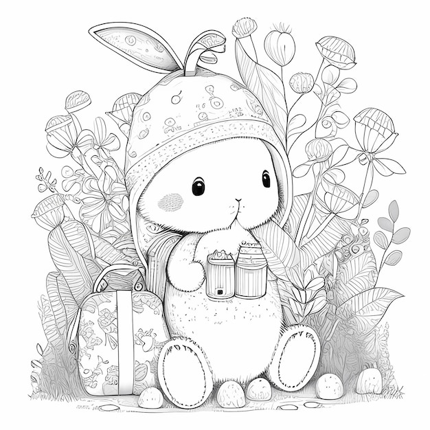 coloring pages for kids cute rabbit sitting on sofa