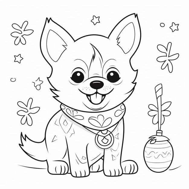 Photo coloring pages for kids of dogs and cats generative ai
