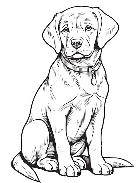 Coloring pages for kids happy baby dog cartoon style