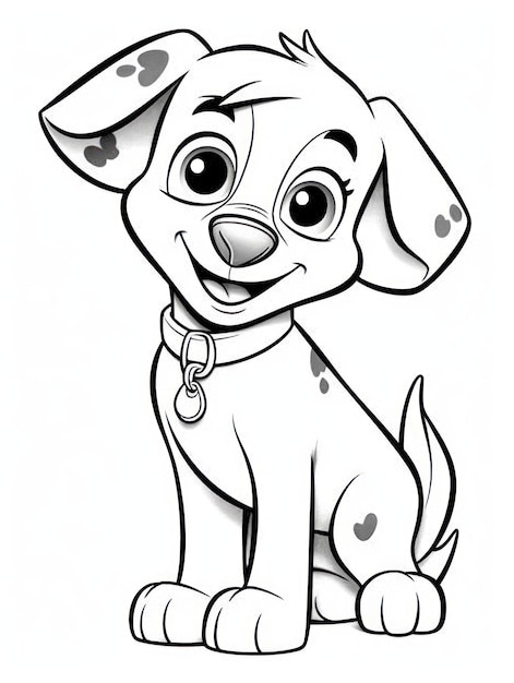 Coloring pages for kids happy baby dog cartoon style