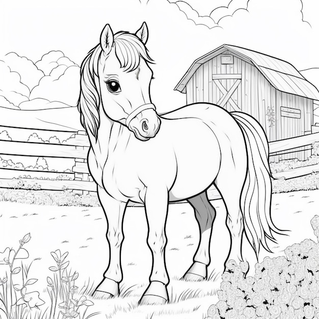 coloring pages for kids horse coloring pages for kids generative ai