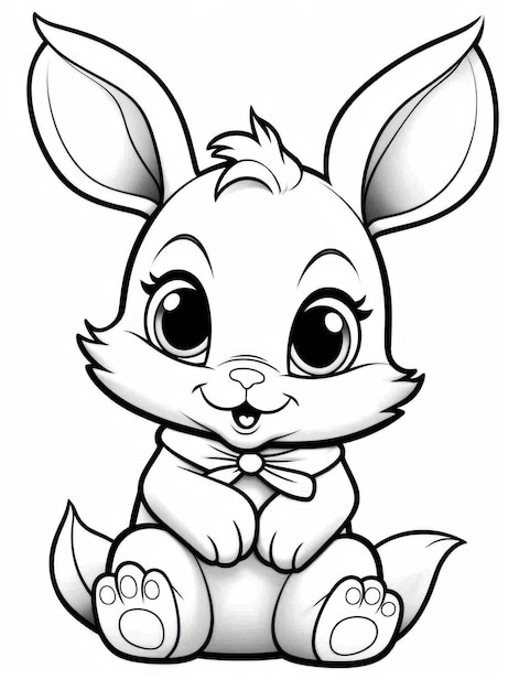 Coloring pages for kids little bunny cartoon style