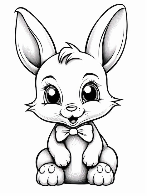 Coloring pages for kids little bunny cartoon style