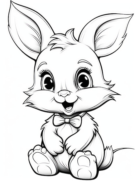 Coloring pages for kids little bunny cartoon style