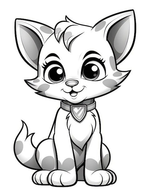 Photo coloring pages for kids little kitten cartoon style