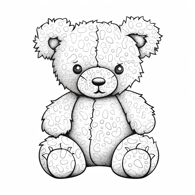 Photo coloring pages for kids to print teddy bear coloring pages generative ai