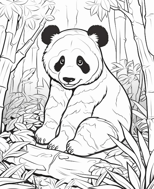 Раскраски панды в джунглях генеративный AI