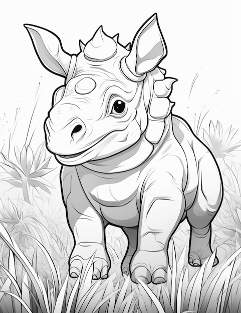 Coloring pages of rhinos for kids generative ai