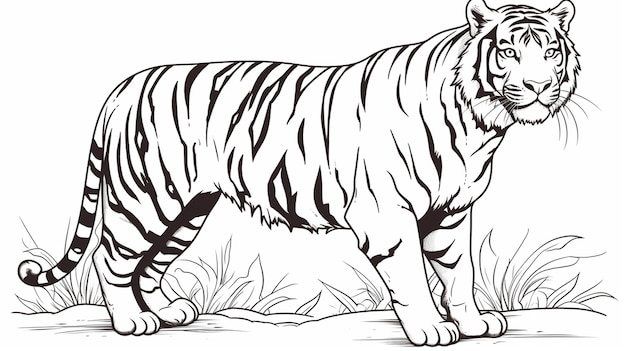 Photo coloring pages simple tiger