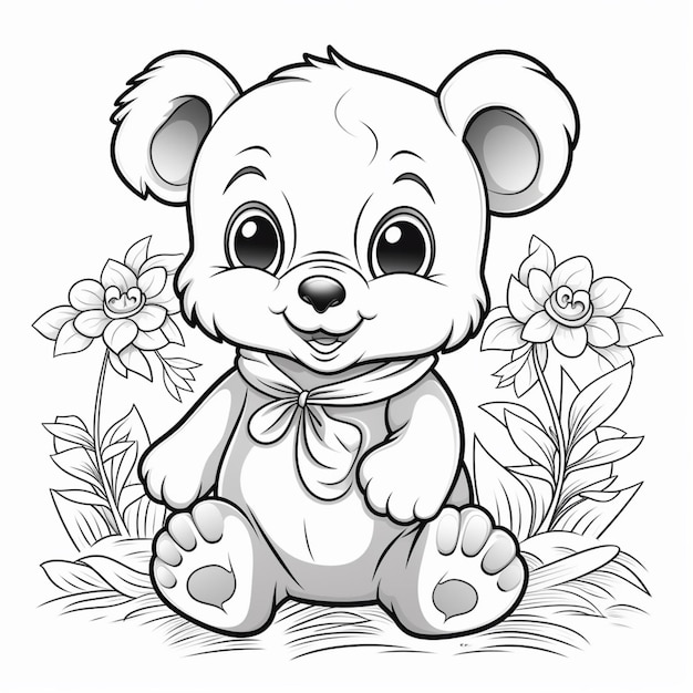 Coloring pages of teddy bears for kids to print generative ai