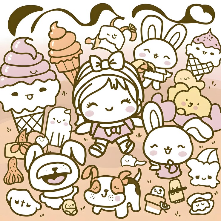 Photo カラーリングブック 秋の子供 フレームラインアート