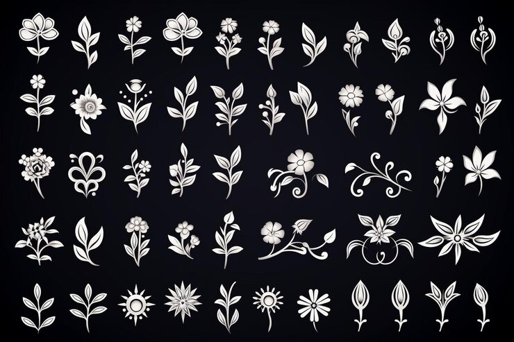 Photo 無色の花の装飾要素のパック