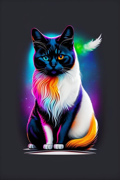 Colorpop Cat decoration watercolor style tshirt design designs high resolution image