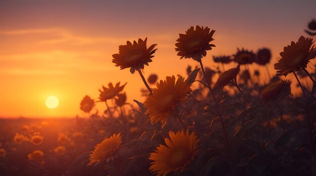 Colors of Dawn a Blooming Field at Dawn