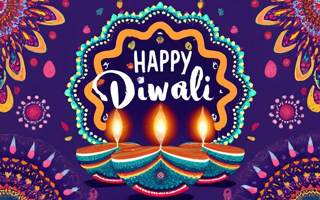 Foto colori di diwali luci di diwali buon diwali generato da ai