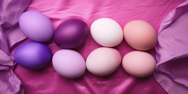 The colors of the eggs are pink and purple.