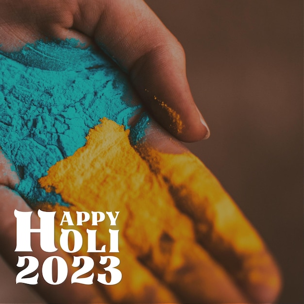 Photo colors in hand to celebrate holi