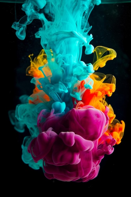 The colors of the liquid are being mixed in with each other in the water Generative AI