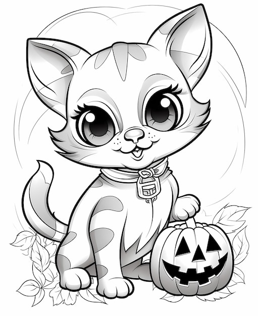 ColorYourOwn Halloween Cat Crisp Coloring Book Page for Kids