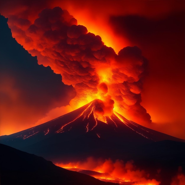 colossal eruption of fire and smoke